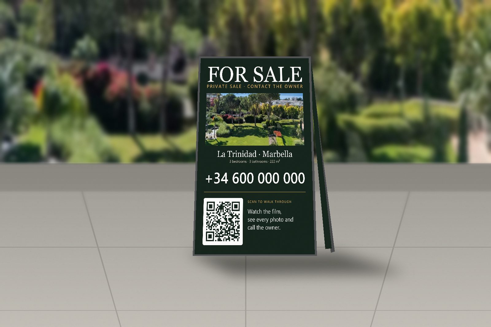 A-frame sign on the footpath