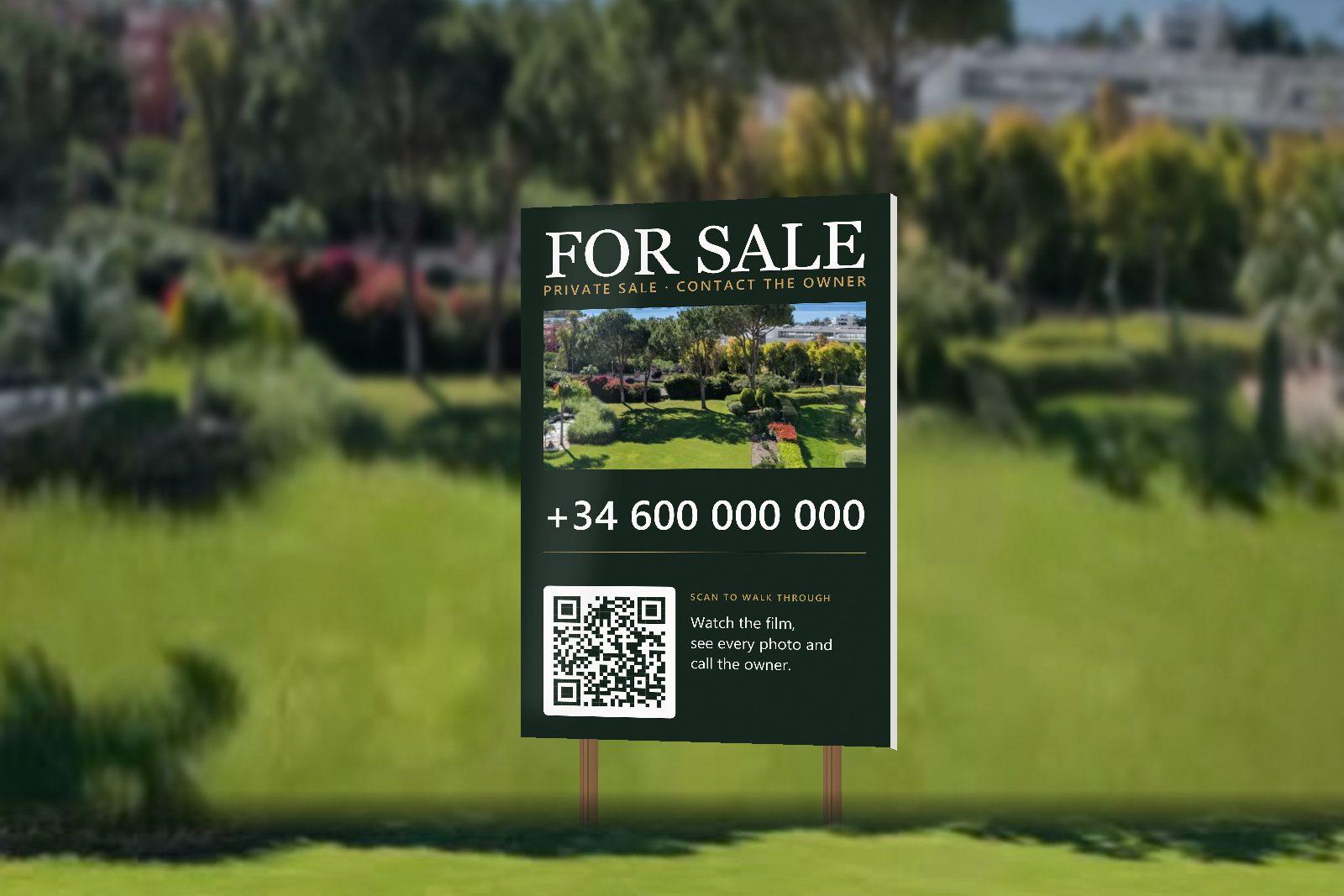 Lawn sign in the front garden